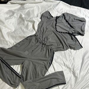 Gray Hooded Women's Jumpsuit